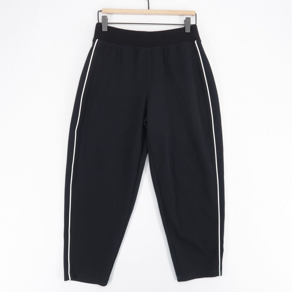 Spanx AirEssentials Track Pants Womens S Petite Black Striped Tapered Stripe